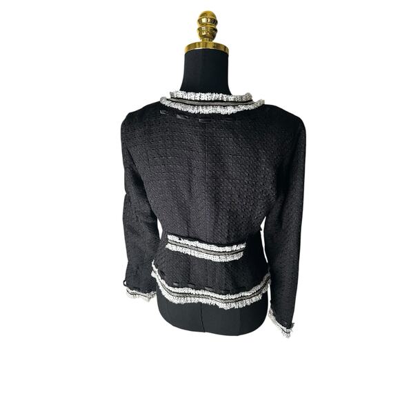 White House Black Market Black Tweed Jacket – Polka Dot Metal Trim- Size 2 - Picture 3 of 5